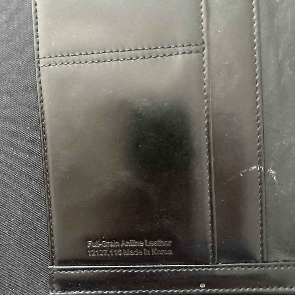 Vintage Franklin Quest Full Grain Aniline Leather Classic Planner Black Zip Bag